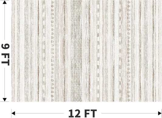 9x12 Area Rugs for Living Room Machine Washable Rug Distressed Indoor Carpet Neutral Moroccan Boho Rug Ultra Soft Area Rug for Bedroom Dining Room Playroom Office