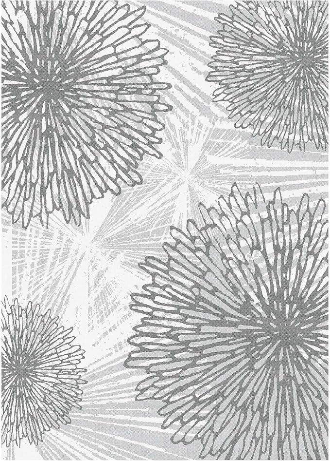 WITSHOCK 5x7 Washable Rug for Living Room,Modern Floral Distress Print Pattern Area Rugs,Stain Resistant with Non Slip Backing Carpet for Dining Room,Bedroom & Home Decor,Grey White