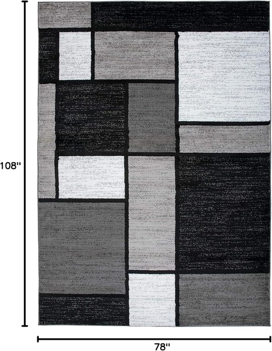 Rugshop Modern Geometric Gray Area Rug, Non-Shedding Carpet for Living Room, Bedroom, or Study, 6'6" x 9'