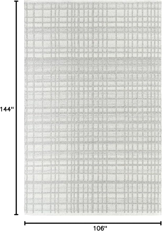 Mark&Day Wool Rugs, 9x12 Ishaq Solid and Border Light Grey Area Rug, Grey Ivory Carpet for Living Room, Bedroom or Kitchen (8'10" x 12')