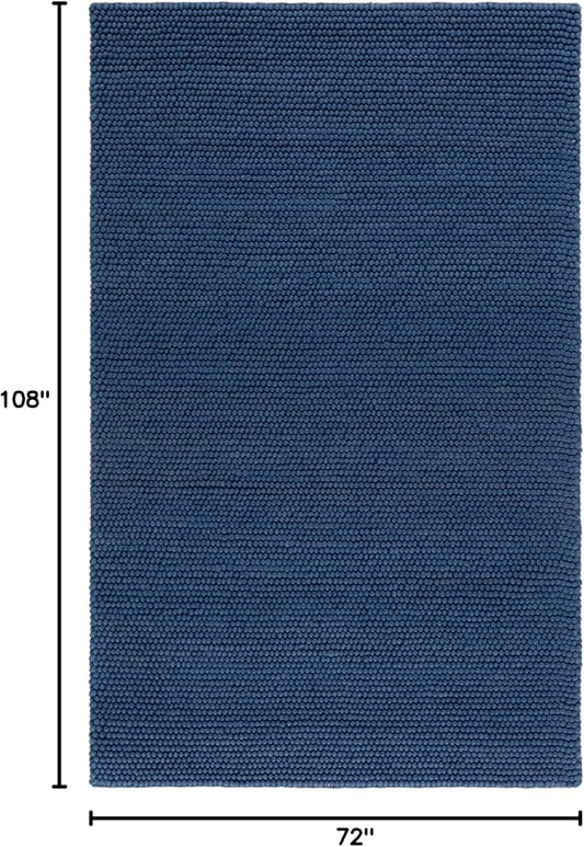 SAFAVIEH Area Rug 6x9 - Natura Collection - Navy & Blue, Handmade Wool Blend, Textured Design, Ideal for Living Room, Bedroom, Dining Space (NAT620M)