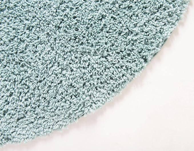 Unique Loom Davos Shag Collection Area Rug - Solid (10' Round, Aqua)