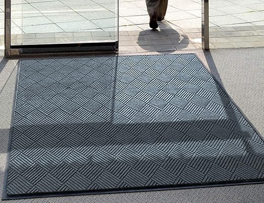 WaterHog Diamond | Commercial-Grade Entrance Mat with Rubber Border – Indoor/Outdoor, Quick Drying, Stain Resistant Door Mat (Bluesttone, 4' x 12')