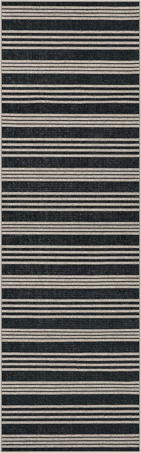 Lahome Striped Easy Jute Kitchen Runner, 2x8 Washable Indoor Outdoor Entryway Runner Rug, Farmhouse Non Slip Non Shedding Neutral Carpet for Hallway Porch Foyer