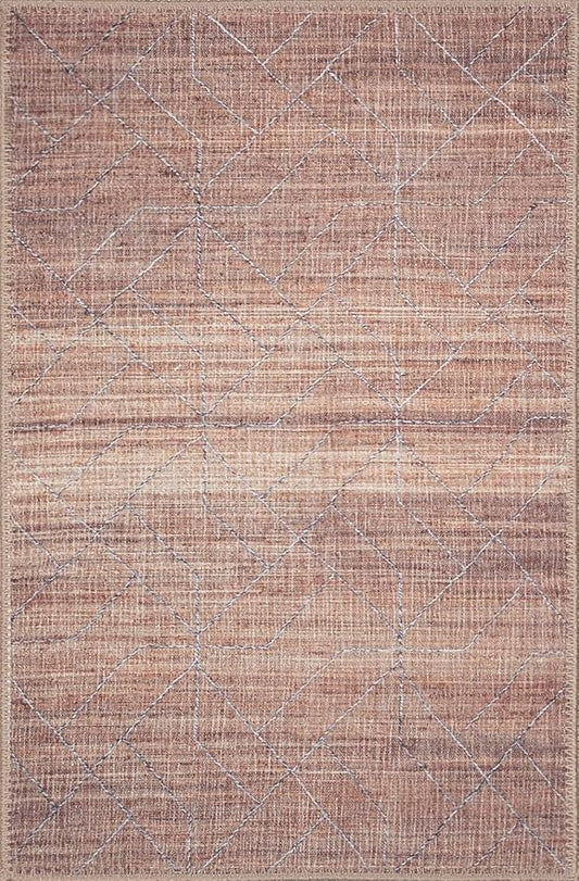 GLN Rugs Contemporary Collection - Machine Washable Area Rug, Contemporary Washable, Non Slip, Low Pile Chenille Rug, Living Room, Bedroom, Kitchen Rug (3' x 5' Terra/Brown)