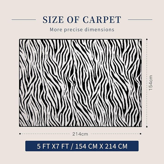 YIHOUSE 5×7 Ft Area Rugs, Black and White Modern Abstract Rug, Washable Plush Soft Zebra Print Carpet, Non-Slip Non-Shedding Rug for Living Room, Bedroom, Playroom, Home Office Decor