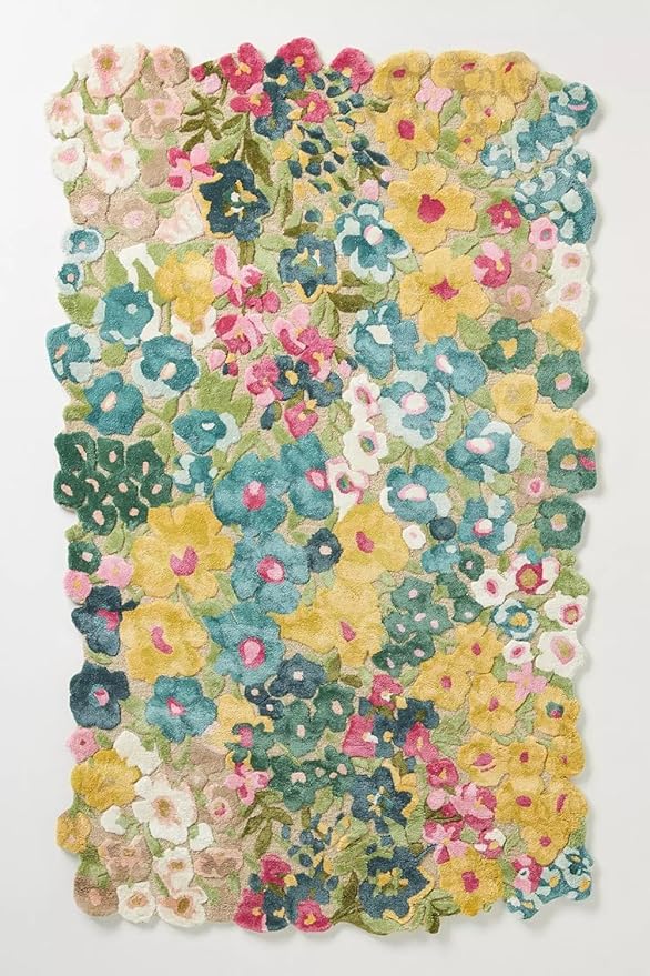 Cassia Wool Viscose Area Rug – 5' R – Handmade Wool Area Rugs –Yellow – Rugs for Living Room, Bedroom – Anti-Skid – Carpets with Non-Slip Natural Backing with 100% Cotton
