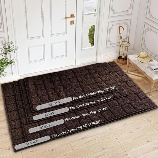 Front Door Mat Outside Entrance, Outdoor Indoor Door Mats for Entryway, Entrance, Entry, Patio, Waterproof Non Slip Doormat, Low-Profile, 31.5" × 39“, Coffee