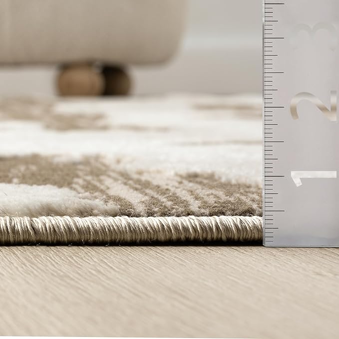 Abani Terra Area Rug for Living Room, Bedroom - Abstract Pattern - Brown Cream - 6' x 9' - Durable & Easy to Clean