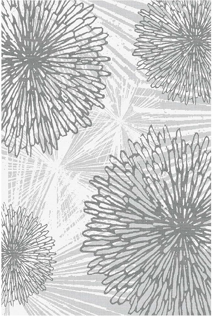 WITSHOCK 6x9 Washable Rug for Living Room,Modern Floral Distress Print Pattern Area Rugs,Stain Resistant with Non Slip Backing Carpet for Dining Room,Bedroom & Home Decor,Grey White