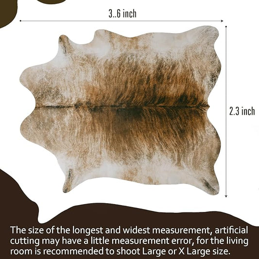 AROGAN Western Decor Faux Fur Cowhide Rug, 3.6 x 2.3 Feet Premium Animal Skin Cow Hide Rug, Sturdy Cow Print Rugs for Wall Decor, Western Floor Carpet for Bedroom Living Room, Brownish