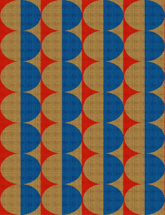 Modern Geometric Area Rug with 3D Layered Double Circle Texture Blue and Brown Red Abstract Minimalist Rugs for Living Room Bedroom Nursery Room Playroom Home Office Washable Indoor Carpet 7x10