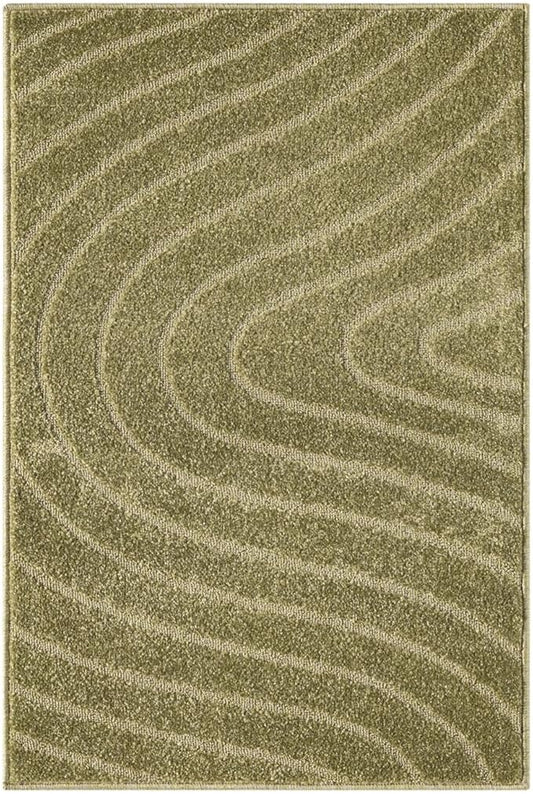 LUXE WEAVERS Modern Geometric Wave Green 2x3 Area Rug, Contemporary Stain Resistant Carpet