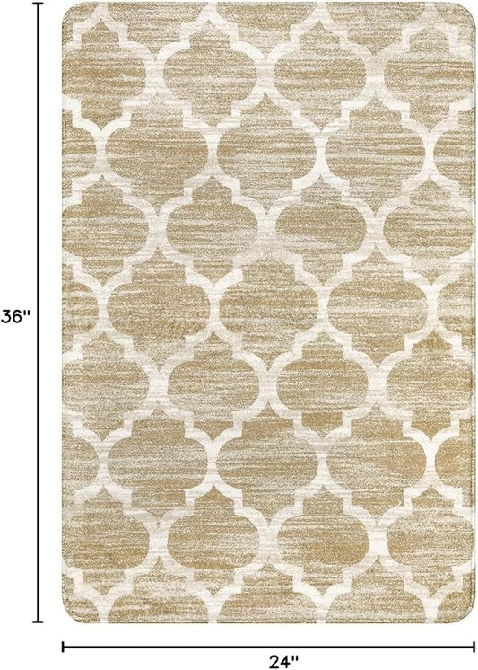 Lahome Moroccan Washable Rug Entry Rug-Non-Slip Kitchen Rugs - 2x3 Small Area Rug Indoor Door Mats for Entryway Soft Throw Doormat Indoor Entrance Non-Shedding Bathroom Bedroom Rugs Taupe Bedside