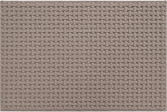 DEXI Front Entryway Door Mat Non Slip 17x30, Washable Entry Way Mats Inside Entrance Low Profile, Welcome Doormat Dirt Trapper for House Floor Home Porter Hall Backdoor Area, Light Taupe