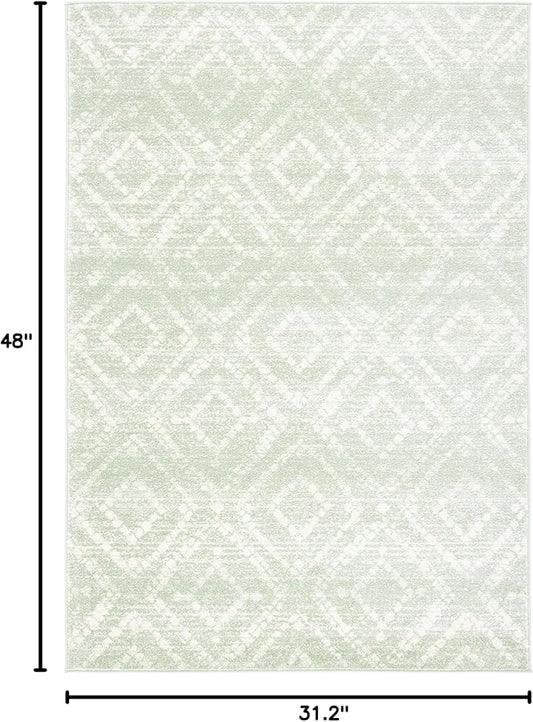 SAFAVIEH Adirondack Collection Accent Rug - 2'6" x 4', Green & Ivory, Modern Distressed Design, Non-Shedding & Easy Care, Ideal for High Traffic Areas in Entryway, Living Room, Bedroom (ADR131Y)