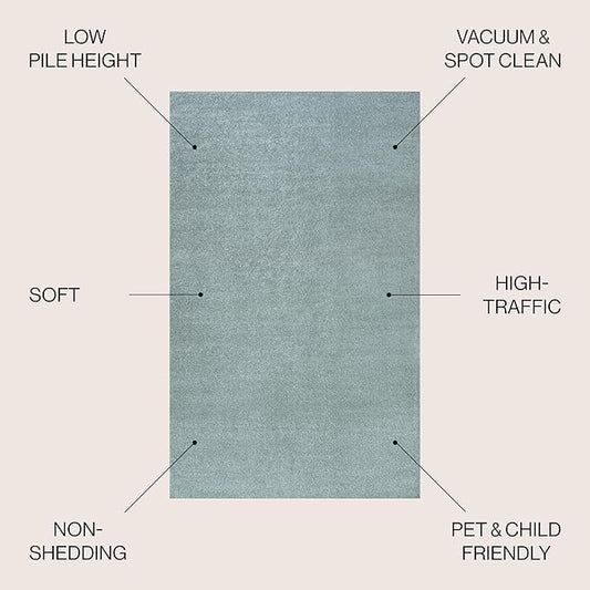 JONATHAN Y Haze Solid Low-Pile Aqua Blue Indoor Area Rug 3x5, Coastal,Bohemian,Minimalist,Classic, Easy-Cleaning for Living Room,Bedroom,Kitchen,Pet Friendly,Non-Shedding (SEU100S-3)