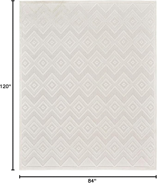 Nourison Home Versatile Ivory White 7' x 10' Area Rug - Easy Clean, Non Shedding, Bed Room, Living Room, Dining Room, Kitchen (7' x 10')