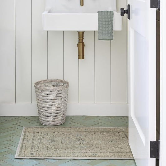 RUGGABLE Washable Vintage Area Rug – Kamran Ivory Opal 2x3, Stain-Resistant, Non-Slip – Small Machine Washable Rugs for Living Room, Bedroom, Hallway, Entryway & Bathroom–with Standard Pad