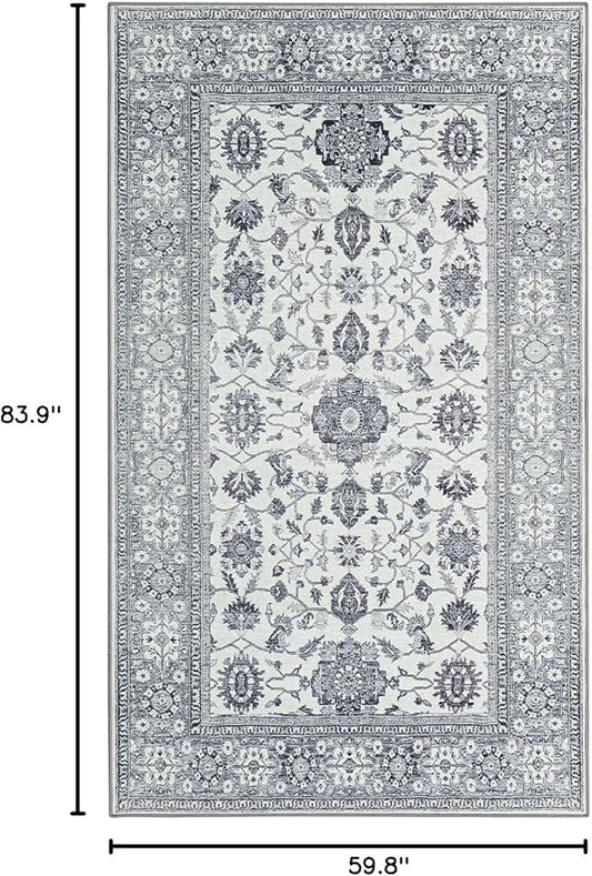 ILANGO Non Slip Runner Rugs for Hallway, 5'x7' ft Distressed Traditional Kitchen Washable, Carpet Runner Floor Mat for Indoor Entryway Bedroom Laundry Room, Easy to Clean