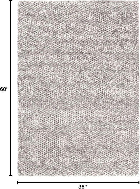 Dash and Albert Loggia Grey Handwoven Wool Rug, 3 X 5 Feet, Grey Solid Pattern - Premium Luxury Hotel Quality Soft Breathable Hypoallergenic Machine Washable Easy Care All Season Comfortable