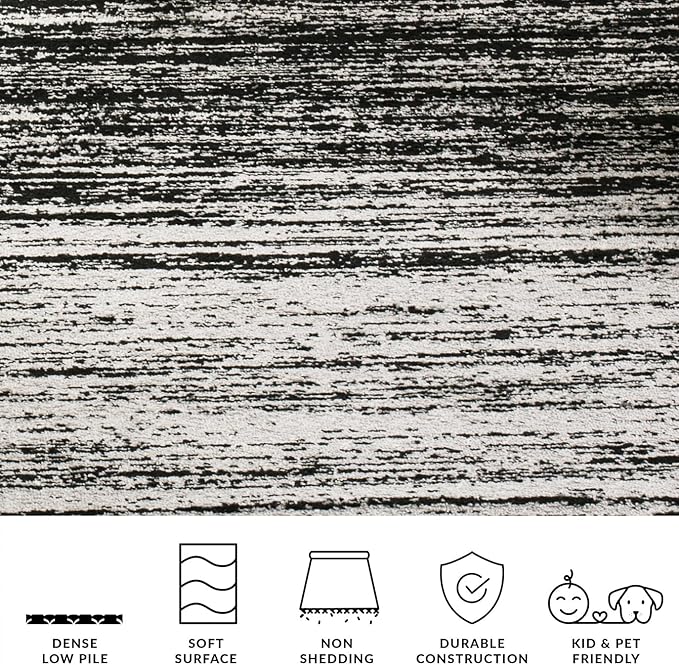 SAFAVIEH Adirondack Collection Runner Rug - 2'6" x 20', Silver & Black, Modern Ombre Design, Non Shedding & Easy to Clean, Ideal for Hallway, Foyer, Kitchen, Entryway, Bedroom (ADR113A)