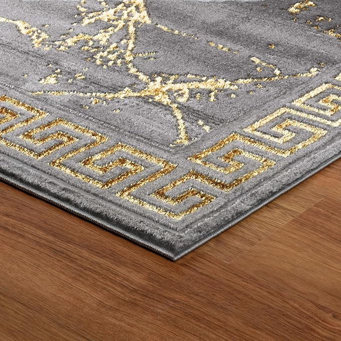 GLORY RUGS Area Rugs Marble 5X7 Grey Gold Carpet Modern Abstract Rug Living Room Dining Bedroom Rug