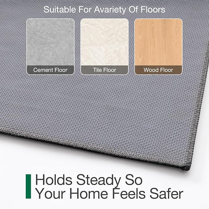 LUMI Door Mat Indoor Entrance 36"x60", Front Welcome Mat with Non-Slip Rubber Backing, Low Profile Dirt Trapper Inside Doormat for Entrance, Garage, Patio, Grey