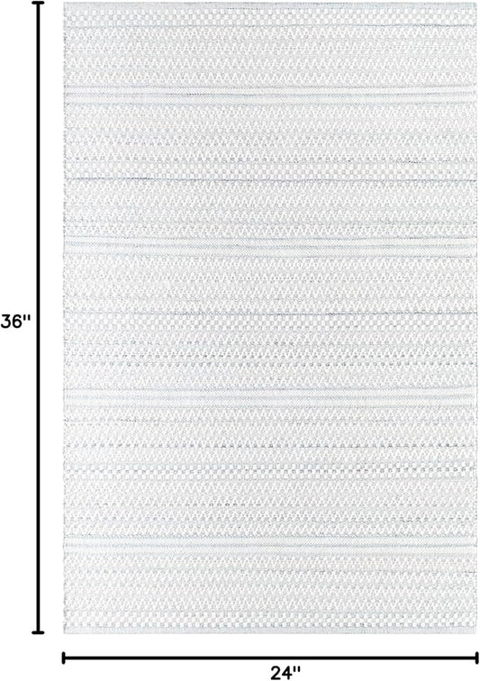 Mark&Day Wool Rugs, 2x3 Precious Solid and Border Cream/Charcoal Area Rug, Cream Grey Carpet for Living Room, Bedroom or Kitchen (2' x 3')
