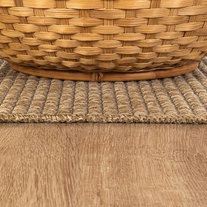 CAMILSON Easy Jute Rug 9x12, Large Indoor Outdoor Natural Color Farmhouse Area Rugs for Living Room Patio and Kitchen Rug, Solid Boho Woven Design, Easy-Cleaning, Washable Outside Carpet (9 x 12)