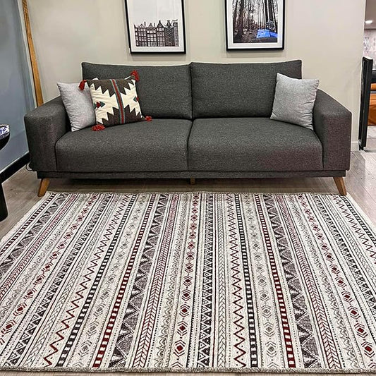 Alfa Rich 3x5 Red Burgundy White Gray Washable Area Rugs for Living Room Bedroom Kitchen Runner