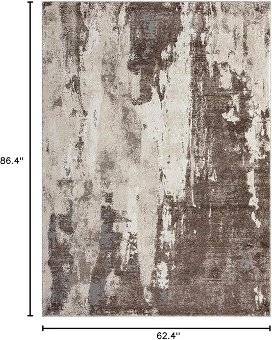 LUXE WEAVERS Euston Collection 7681 Brown 5x7 Modern Abstract Area Rug