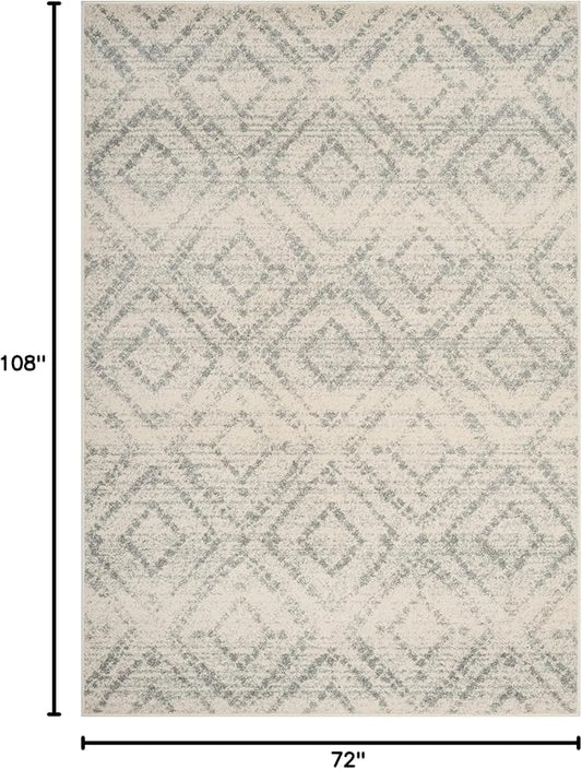 SAFAVIEH Adirondack Collection Area Rug - 6' x 9', Ivory & Light Blue, Modern Diamond Distressed Design, Non-Shedding & Easy Care, Ideal for High Traffic Areas in Living Room, Bedroom (ADR131T)