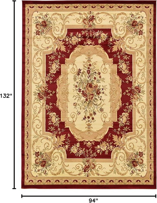 Unique Loom Versailles Collection Traditional Classic Floral Motif Area Rug (8' 0 x 11' 4 Rectangular, Burgundy/ Ivory)