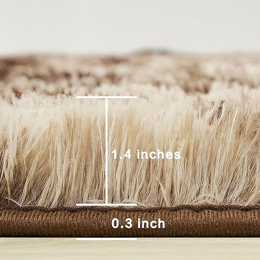 Andency Soft Area Rugs for Living Room Bedroom, 5x8 Fluffy Shaggy Bedside Rug, Non-Slip Large Shag Fuzzy Plush Carpets for Bedroom Kids Dorm Nursery Home Decor Aesthetic, Tie-Dyed Brown