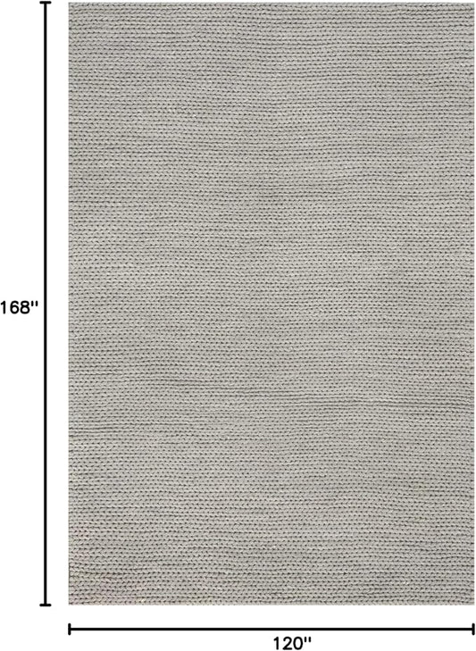 Nuloom Penelope Light Grey/Ivory, 9'6" x 13'6", Hand-Braided, Wool & Cotton, Soft and Textured, High Traffic, Stain Resistant, Easy Clean, Durable Area Rug for Bedroom, Living Room, Dining, Entryway