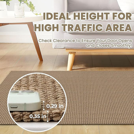 Braided Area Rug 6x9 Ft Washable Rugs for Living Room Non Slip Bedroom Rugs Boho Dining Room Rug Cotton Living Room Woven Floor Carpet for Nursery Playroom, Orange/Tan/Brown