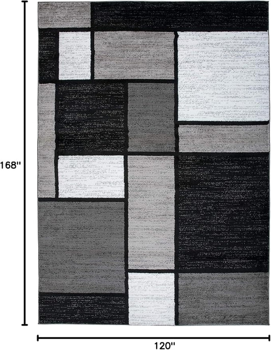 Rugshop Modern Geometric Gray Area Rug, Fade-Resistant Carpet for Large Living Room, Dining Room, or Open Space, 10' x 14'