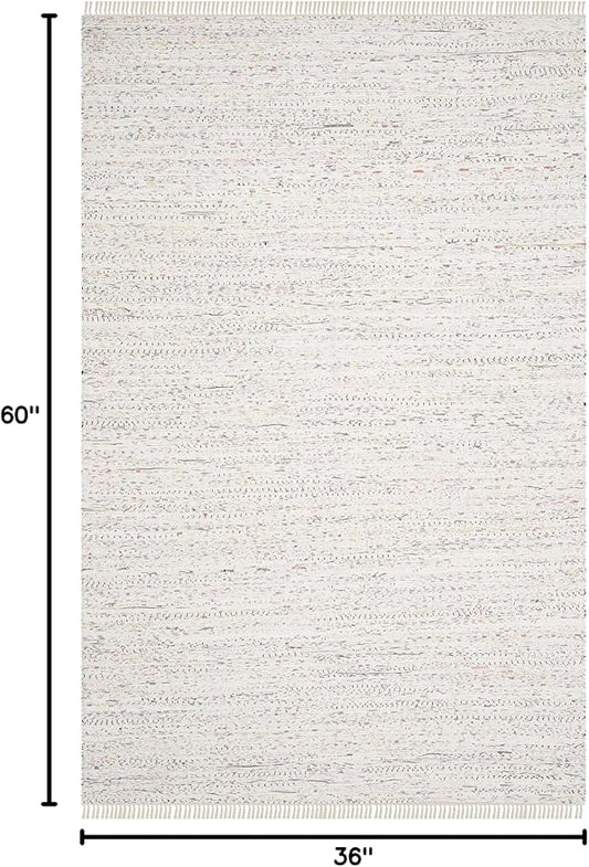 SAFAVIEH Rag Rug Collection Accent Rug - 3' x 5', Ivory & Multi, Handmade Boho Stripe Cotton, Ideal for High Traffic Areas in Entryway, Living Room, Bedroom (RAR121G)