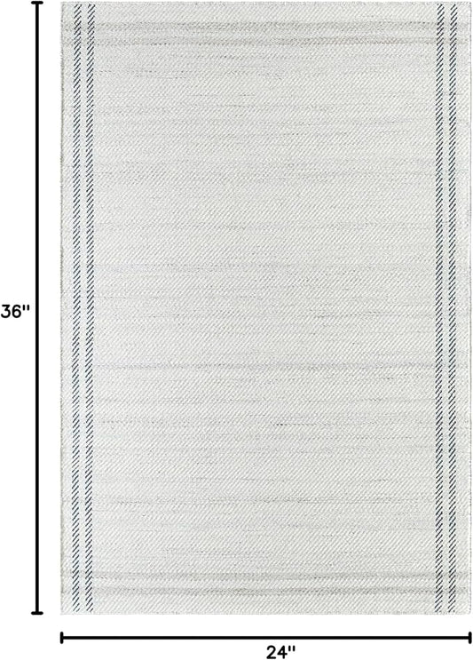 Mark&Day Wool Rugs, 2x3 Janmichael Solid and Border Gray/Ivory Area Rug, Grey Ivory Black Carpet for Living Room, Bedroom or Kitchen (2' x 3')