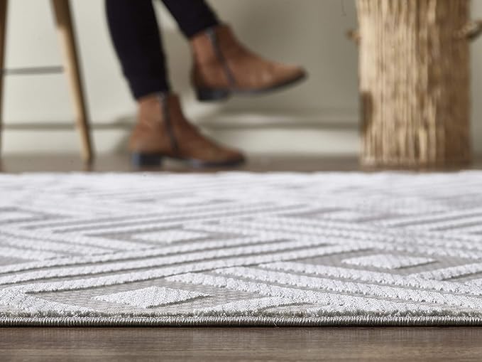 Abani Modern Grey Geometric Striped Chevron 7'9" X 10'2" Area Rug Rugs Nova Collection - Eclectic Pattern Accent Rug