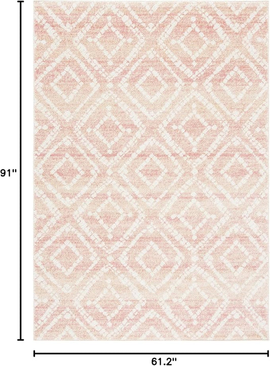 SAFAVIEH Adirondack Collection Area Rug - 5'1" x 7'6", Rose & Gold, Modern Diamond Distressed Design, Non-Shedding & Easy Care, Ideal for High Traffic Areas in Living Room, Bedroom (ADR131Q)