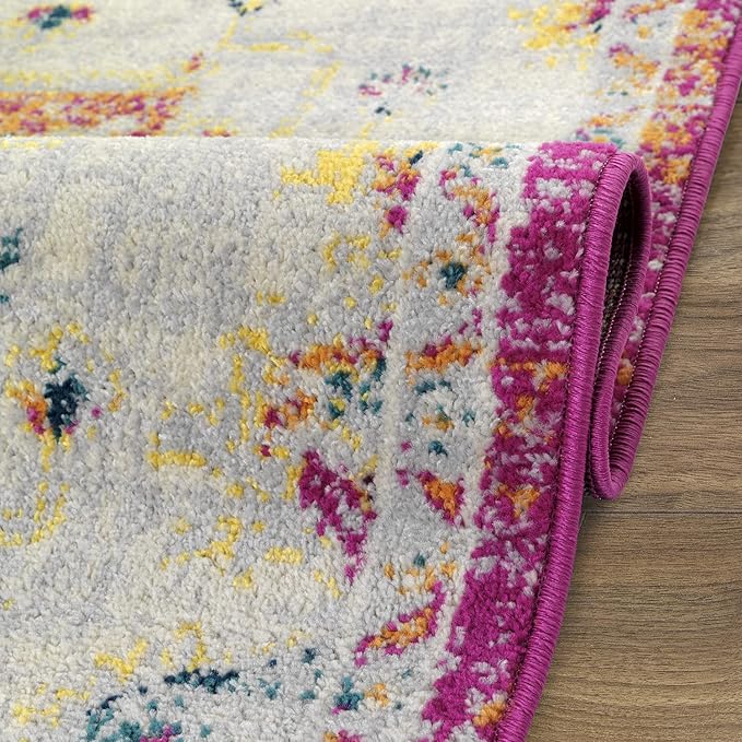 Antep Rugs Elite 8x10 Vintage Bohemian Distressed Oriental Medallion Indoor Area Rug (Pink, 7'10" x 10')