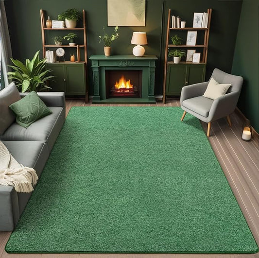 AROGAN Washable 4×6 Bedroom Rug, Modern Area Rugs with Soft Memory Foam for Living Room, Minimalist Non-Slip Indoor Floor Carpet for Dining Room Office Kids Playroom Decor, Green