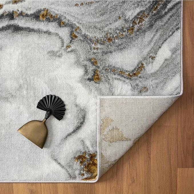 LUXE WEAVERS Marble Effect Abstract Gray 8x10 Area Rug