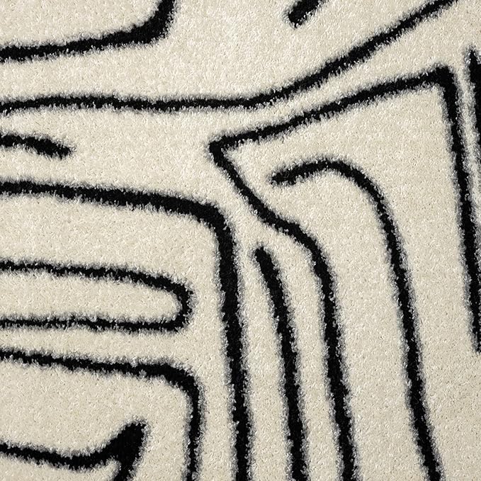 Abani Abstract Beige/Black Area Rug - 6'x9' - Modern Animal/Natural Lines Design - Deco Collection - Easy to Clean - Durable for High Traffic Areas - Bedroom, Office & Kitchen - Medium Pile