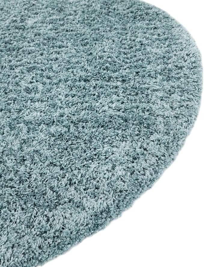 Unique Loom Solid Shag Collection Area Rug (7' 1" Round Light Slate Blue)