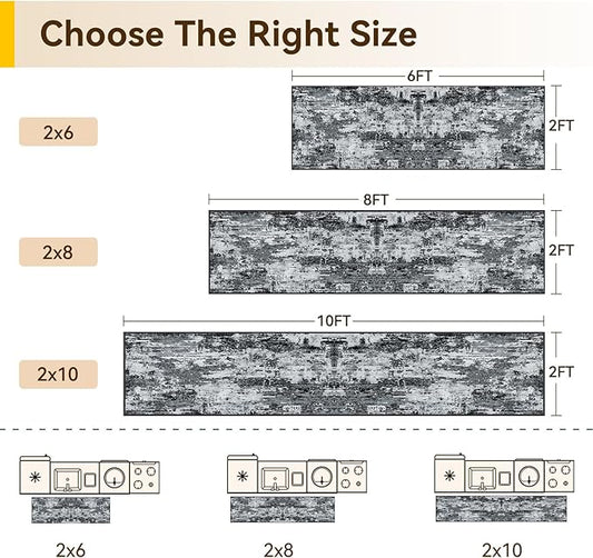 Washable Area Rugs 2'x10' Non-Slip Modern Abstract Soft for Living Room Entryway Bedroom Nursery, Print Pattern, Black Gray