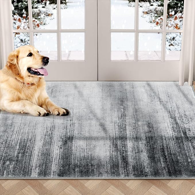 COMSLE Door Mat Soft Absorbent Indoor Front Entryway Rug Machine Washable Entrance Mats for Muddy Paws Non Slip Throw Rugs 24" x 48" Doormat for Inside Foyer Bedroom - Gray