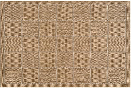Beverly Rug Easy Jute Checkered Squared Entry Rug 2x3 Washable Durable Indoor Outdoor Area Rugs for Living Room Patio Office Stain Resistant Non Shedding Casual Indoor Outside Carpet 2 x 3 Natural